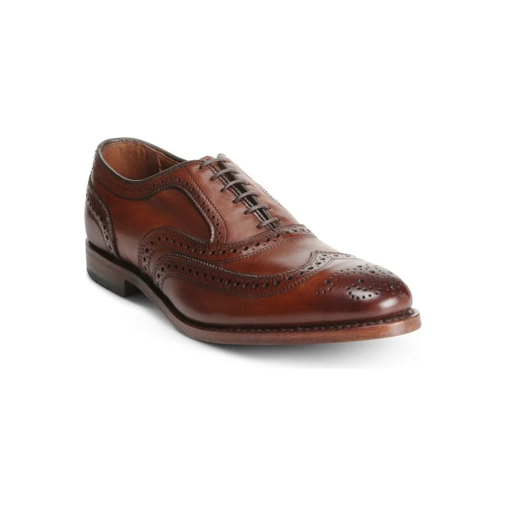 Allen Edmonds McAllister Wingtip Oxford Shoes 8.5 D Brown Calfskin Leather $450